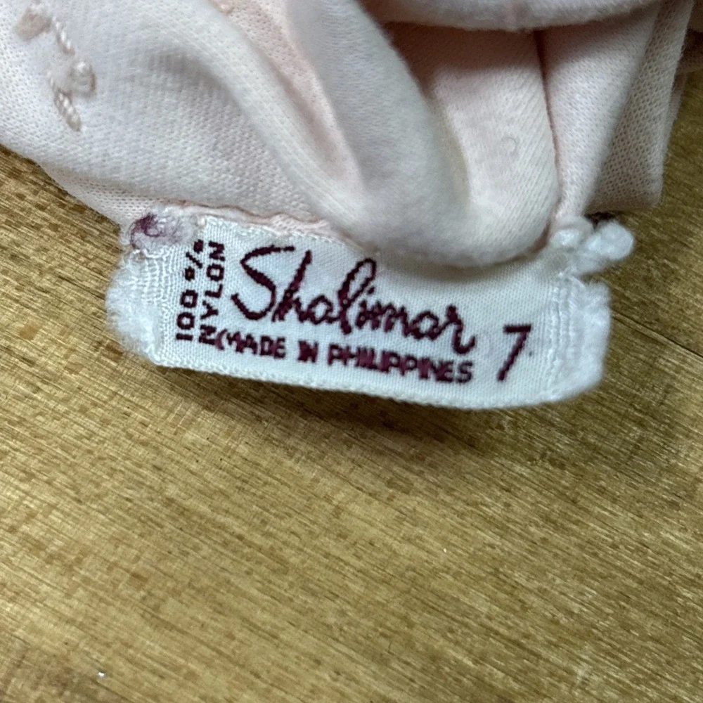 Vintage Shalimar Pink Nylon Dress Gloves Size 7 1950s 60s Made Philippines